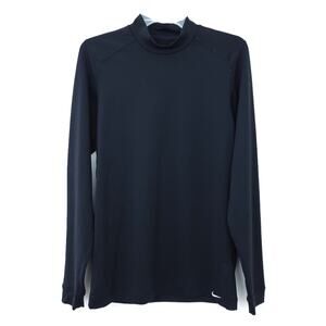 Nike Fit Dry Golf Small Men Black Long Sleeve Athletic Atleisure Mockneck Swoosh